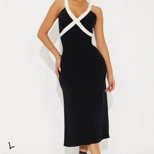 Fashion Nova Black and White Midi Dress